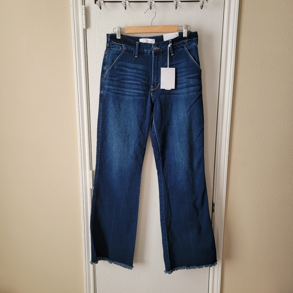 KanCan Hi-Rise Raw Hem Flare Jeans